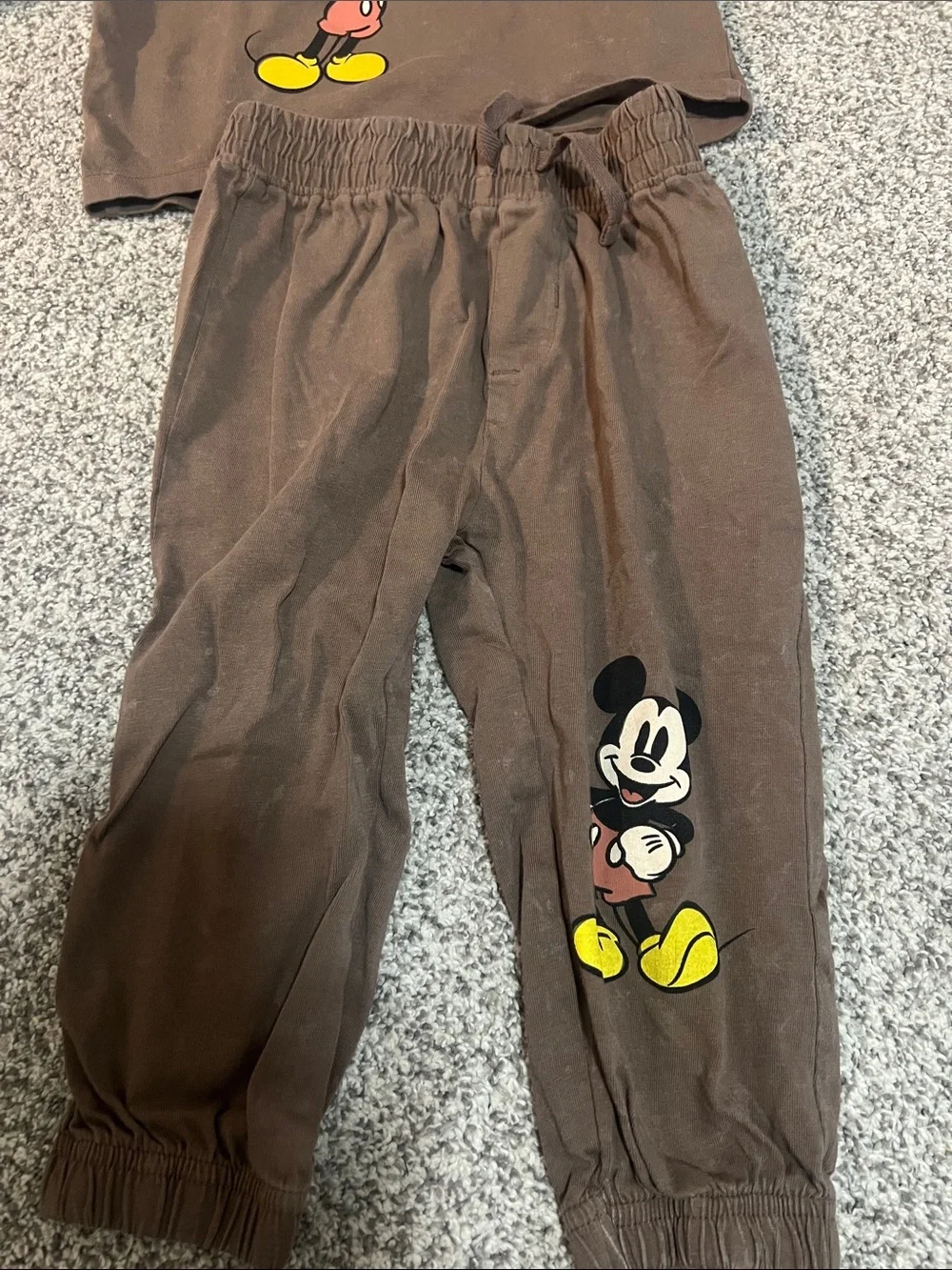 Disney Brown Mickey Mouse Kids Matching Set with Yellow Accents